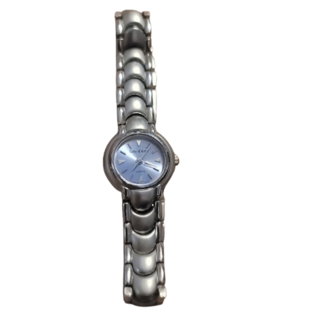 COTE D' AZUR Silver Watch Blue Dial Classy Silver-Tone Cote d’ Azur Ladies Watch